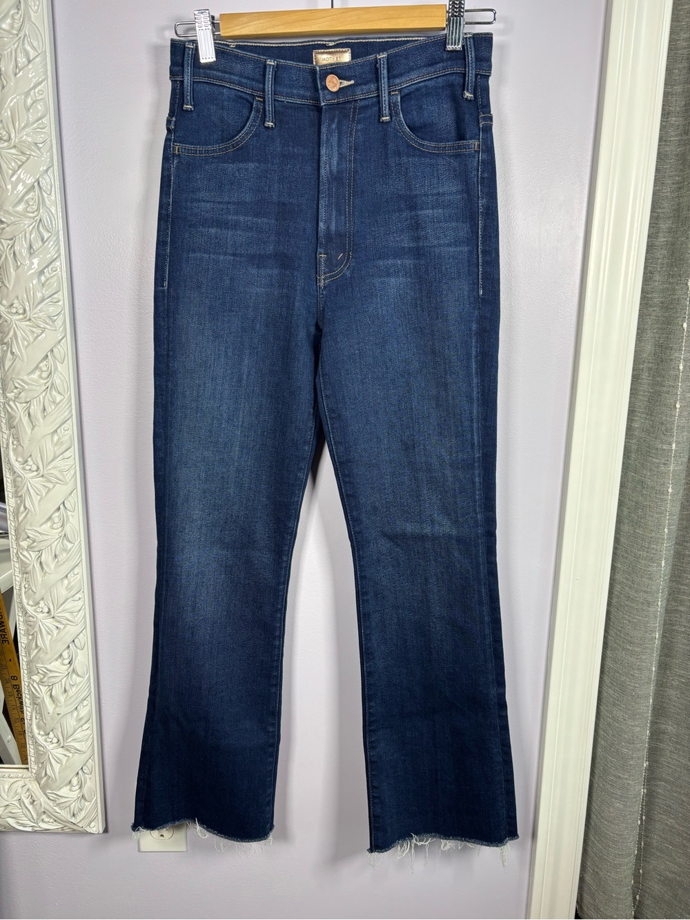 MOTHER Dark Indigo The Hustler Ankle Fray Women's Jeans Size 26
